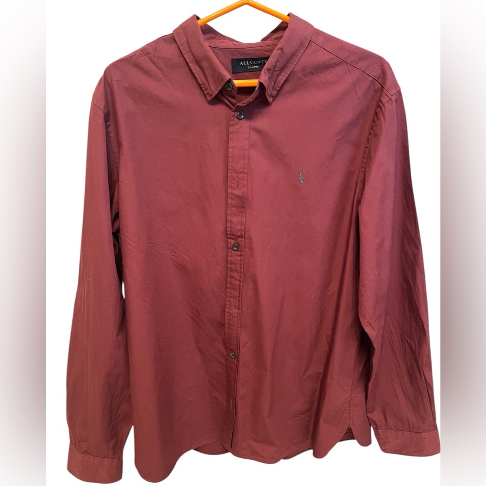All Saints Men’s XL red Burgundy Button Down